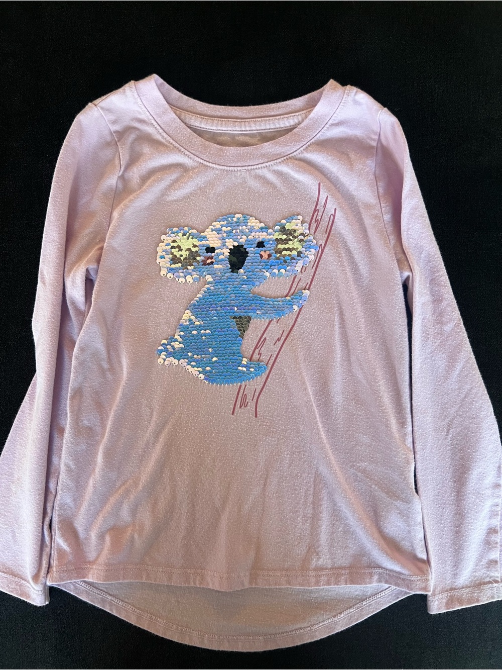 Cat & Jack Lavender Long-Sleeve Sequin Koala Tee